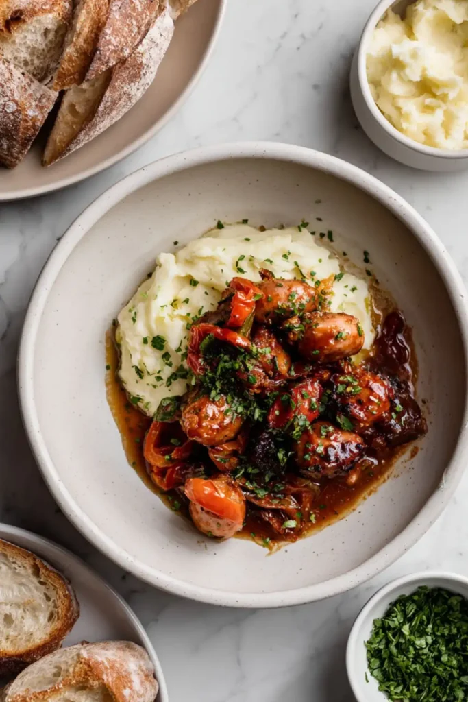 What To Serve Mary Berry One-pot Sausage Casserole

This rich casserole needs a side dish that can soak up the delicious gravy. It is classically served with creamy mashed potatoes or a rustic mustard mash.

For a lighter option, you can serve it with steamed green beans, broccoli, or peas. A large chunk of crusty bread or a baguette is also excellent for dipping into the sauce.